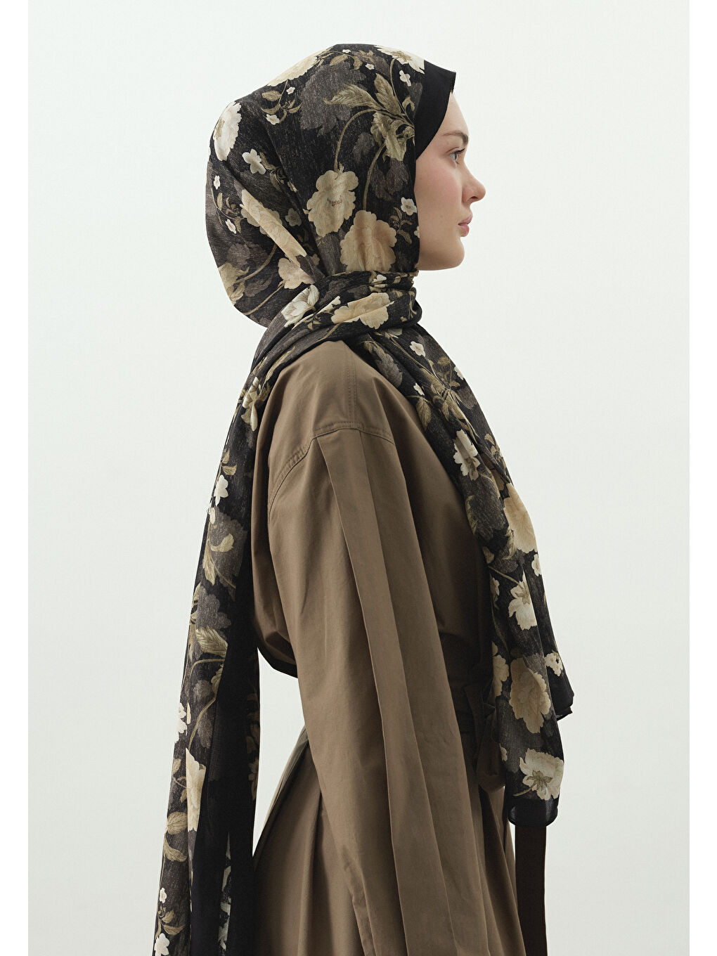 Siyah REVERIE DESENLİ PAMUK VİSKON ŞAL SİYAH-1