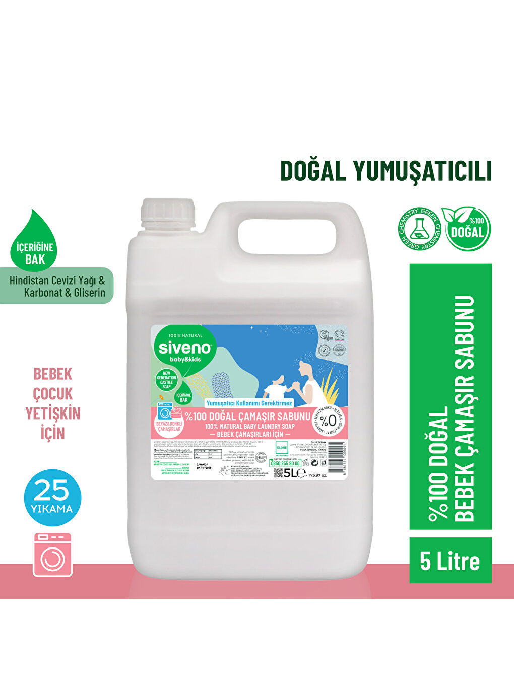 %100 Doğal Bebek Çamaşır Sabunu Kendinden Yumuşatıcılı Bitkisel Deterjan Vegan 5000 ml-1