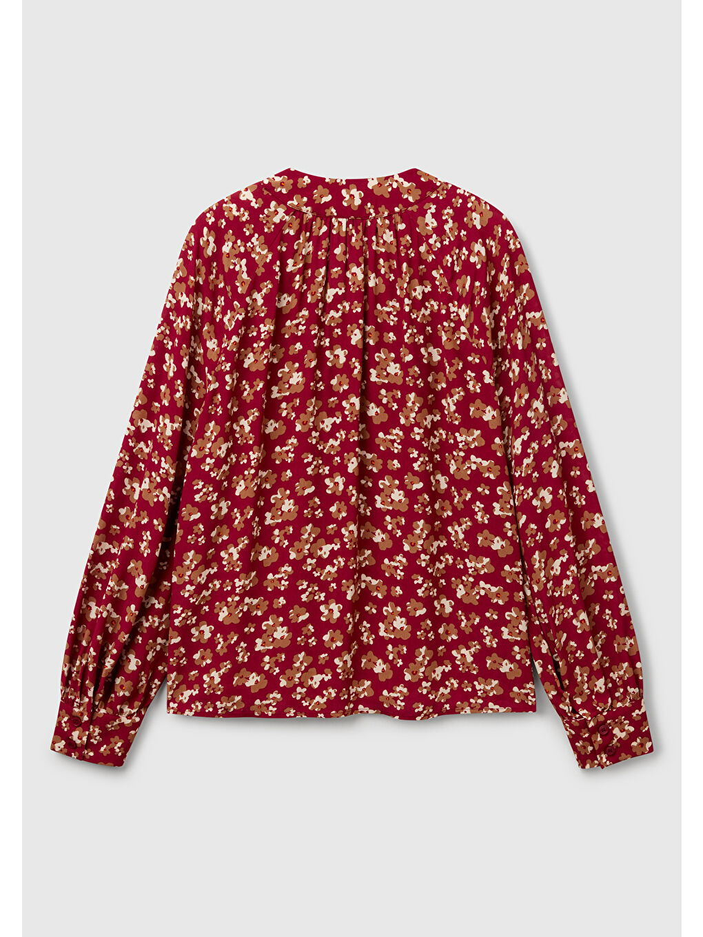 Kadın Bordo %100 Viskoz V Yaka Raglan Kol Bluz-3