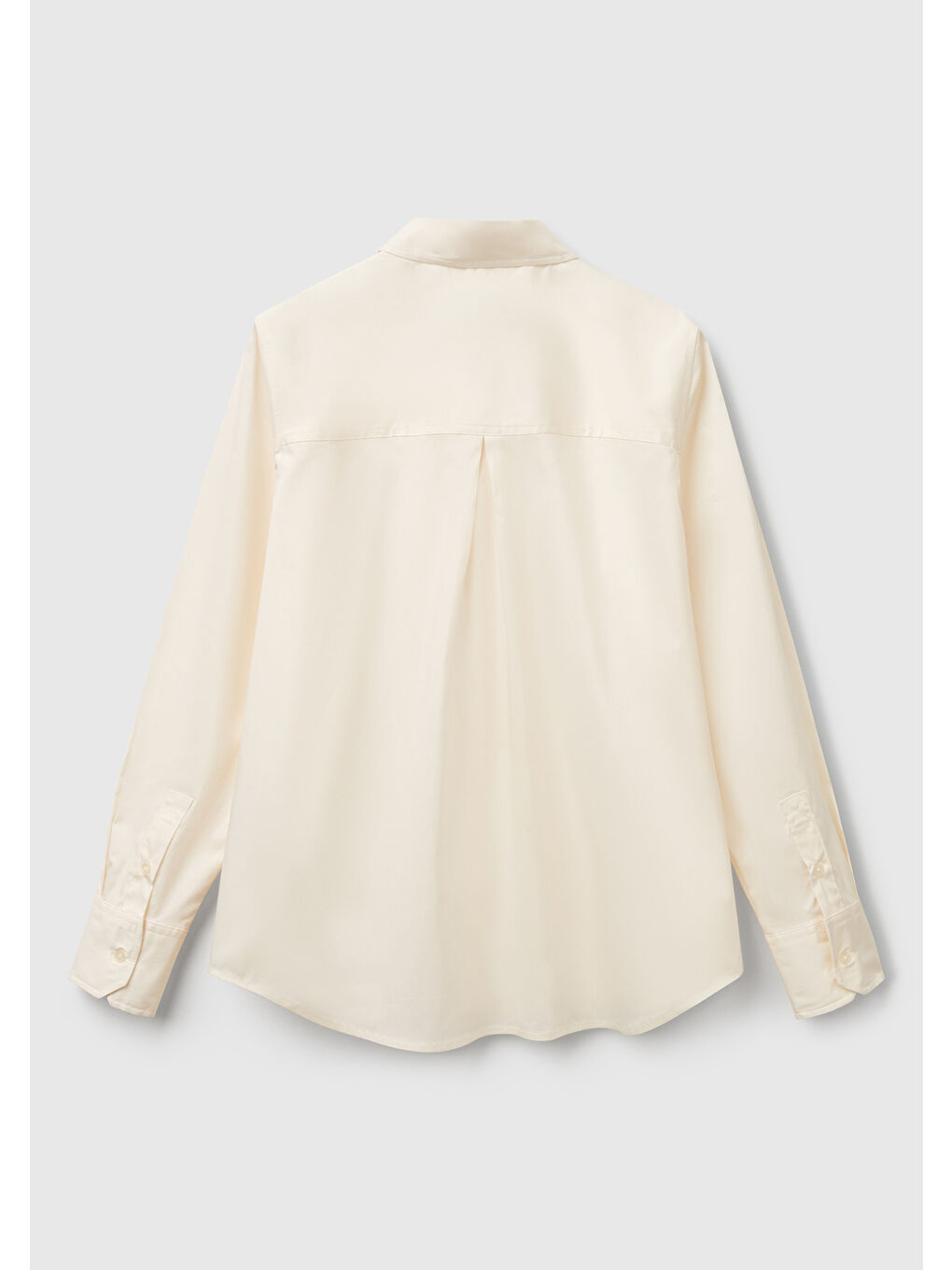 Ekru Kadın Krem Pamuk Karışımlı Yakası İşlemeli Regular Fit Gömlek-3