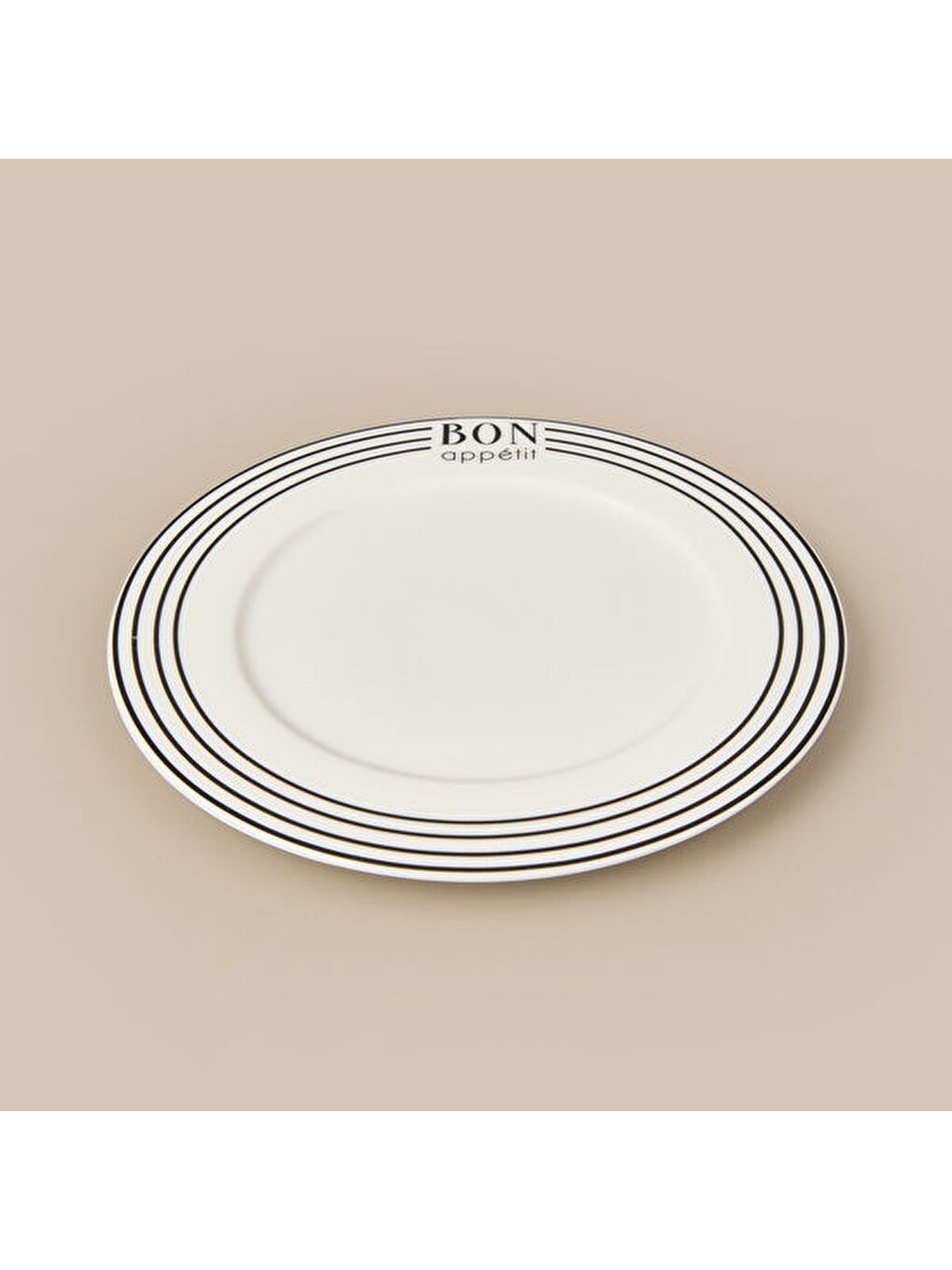 Kitchen Elegant Curves Porselen Servis Tabağı - Siyah / Beyaz - 25 cm