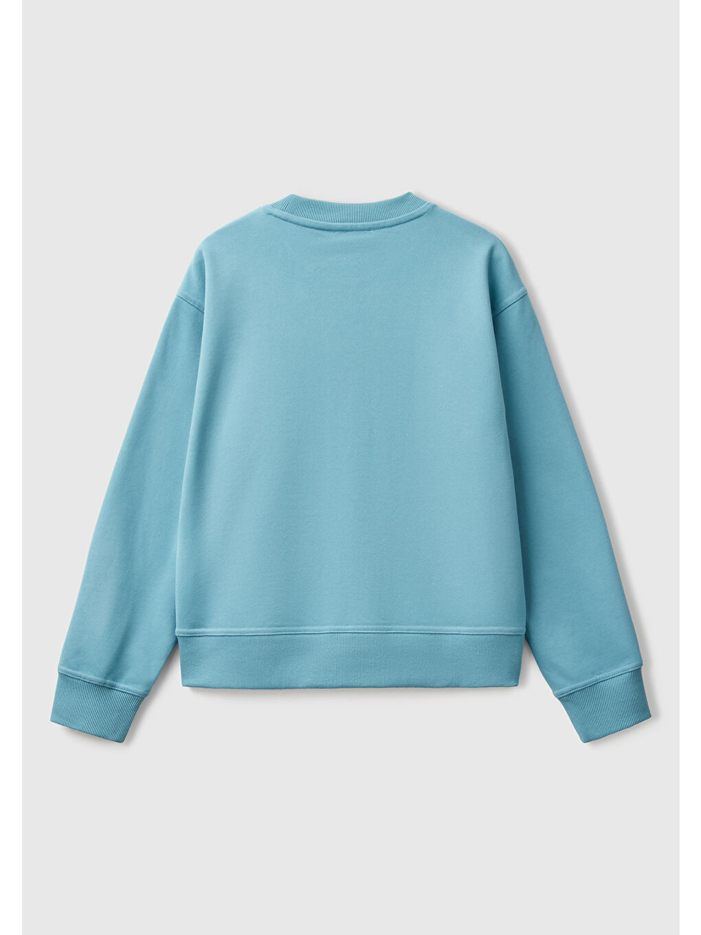 Kadın Mavi Pamuk Karışımlı Çiçek Desenli Sweatsihrt-3