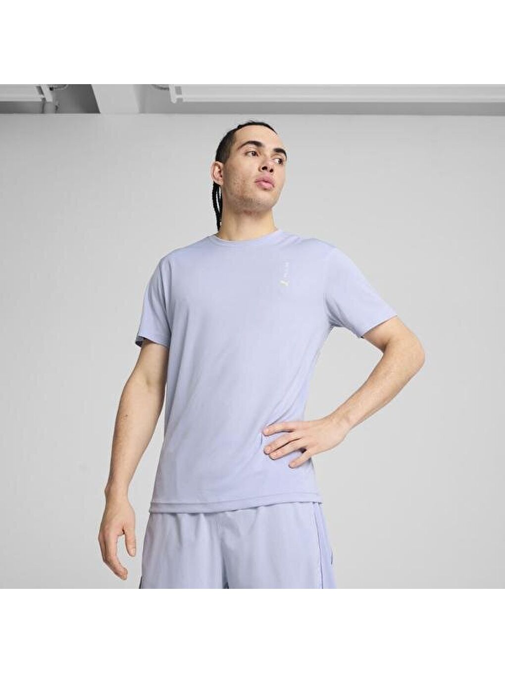 Graphics Running Illustratio Erkek Mavi Yuvarlak Yaka Tişört-4