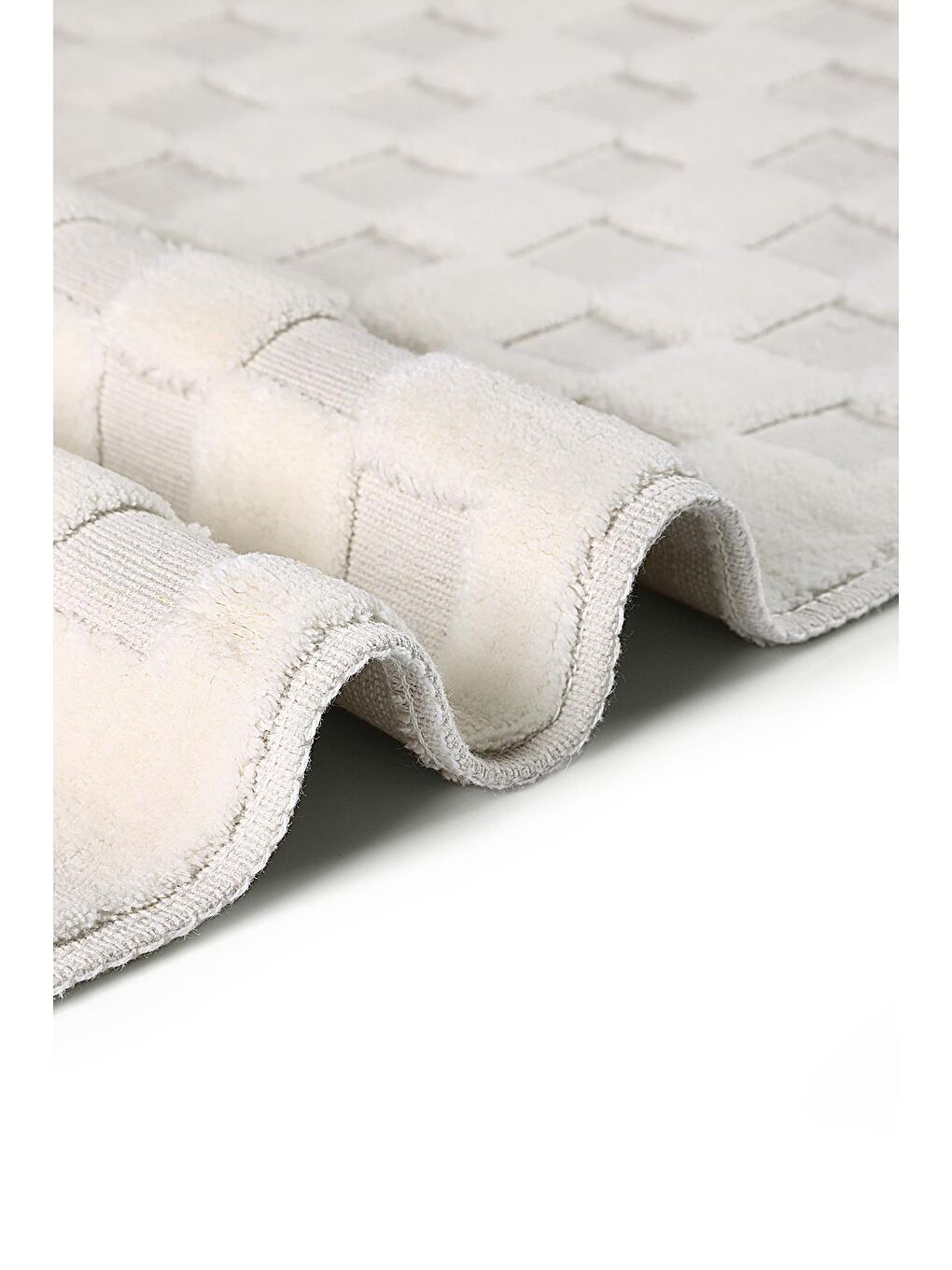 Puantiye Doğal Pamuklu 2'li Banyo Paspas & Halı Seti 60X100+50X60 - Cm Ekru-3