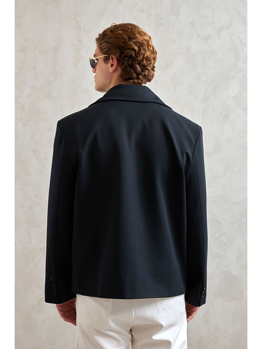 Lacivert Erkek Oversize Blazer Ceket-5