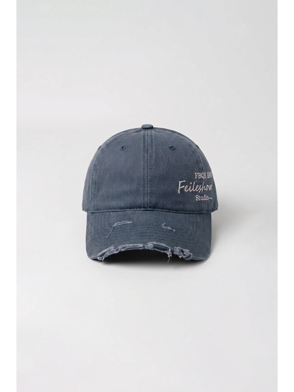 İndigo Erkek Distressed Nakışlı Yıkamalı Beyzbol Şapka Indigo