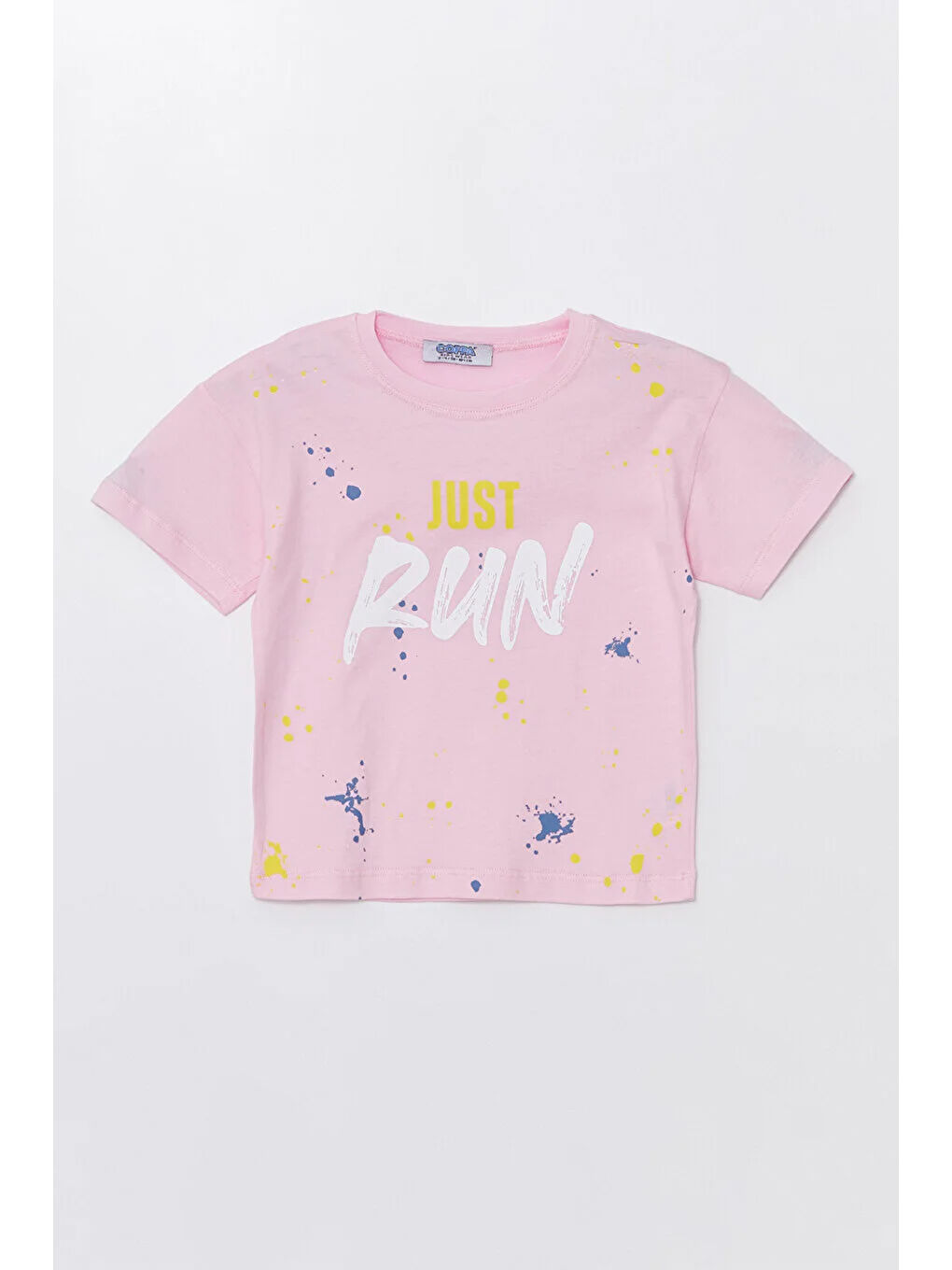 Pembe Run Baskılı Penye Şort- T-shirt Kız Takım-1