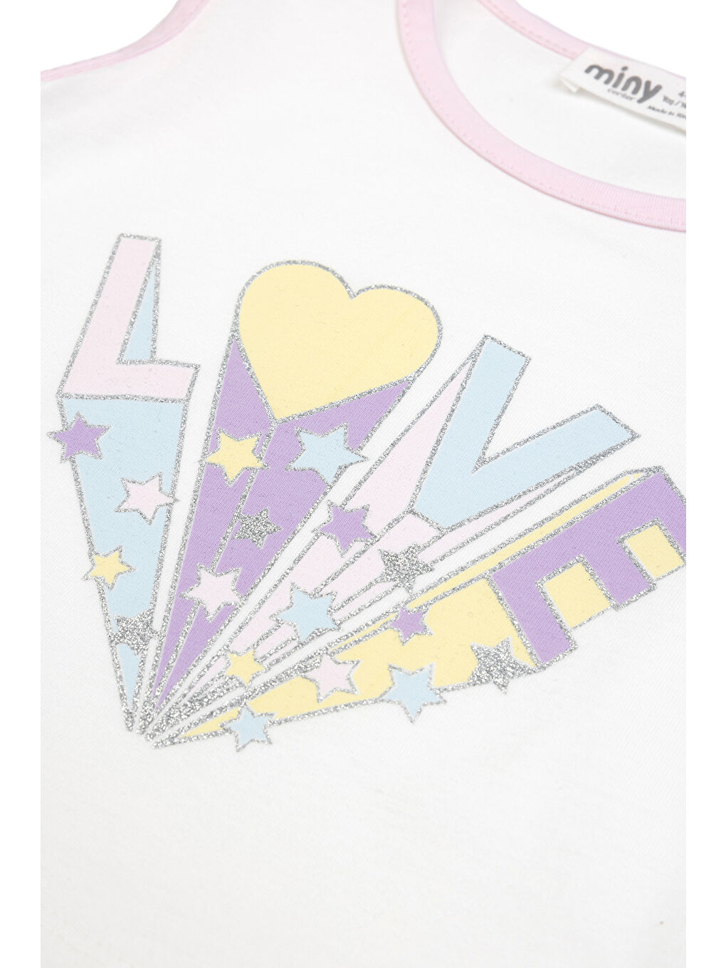 Kız Çocuk Love Desenli Crop Tişört 2-6 Yaş Beyaz-3