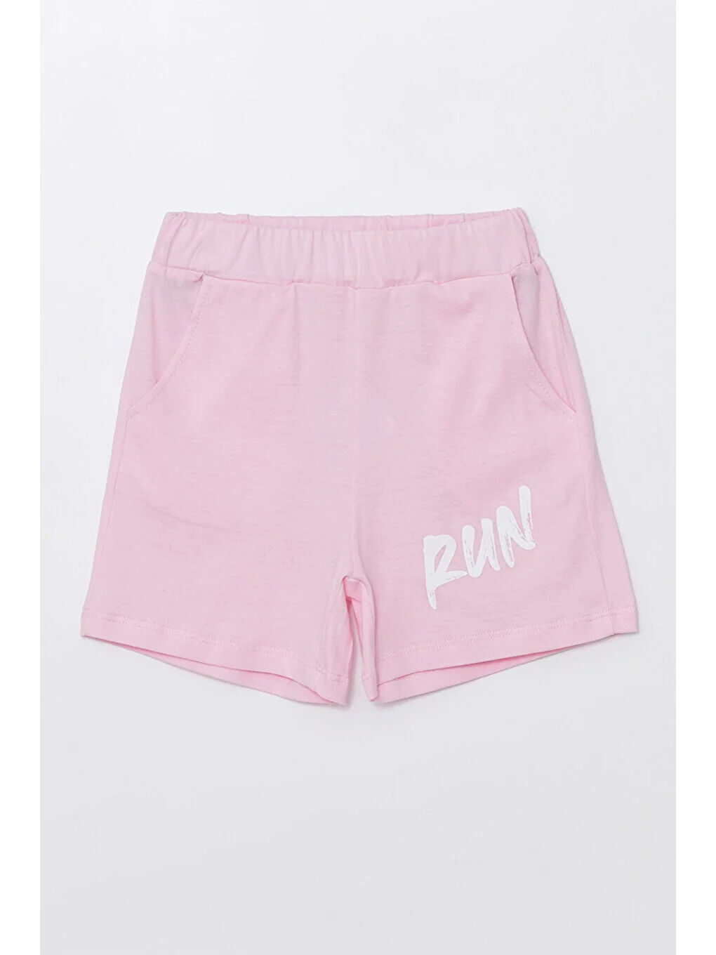 Pembe Run Baskılı Penye Şort- T-shirt Kız Takım-4