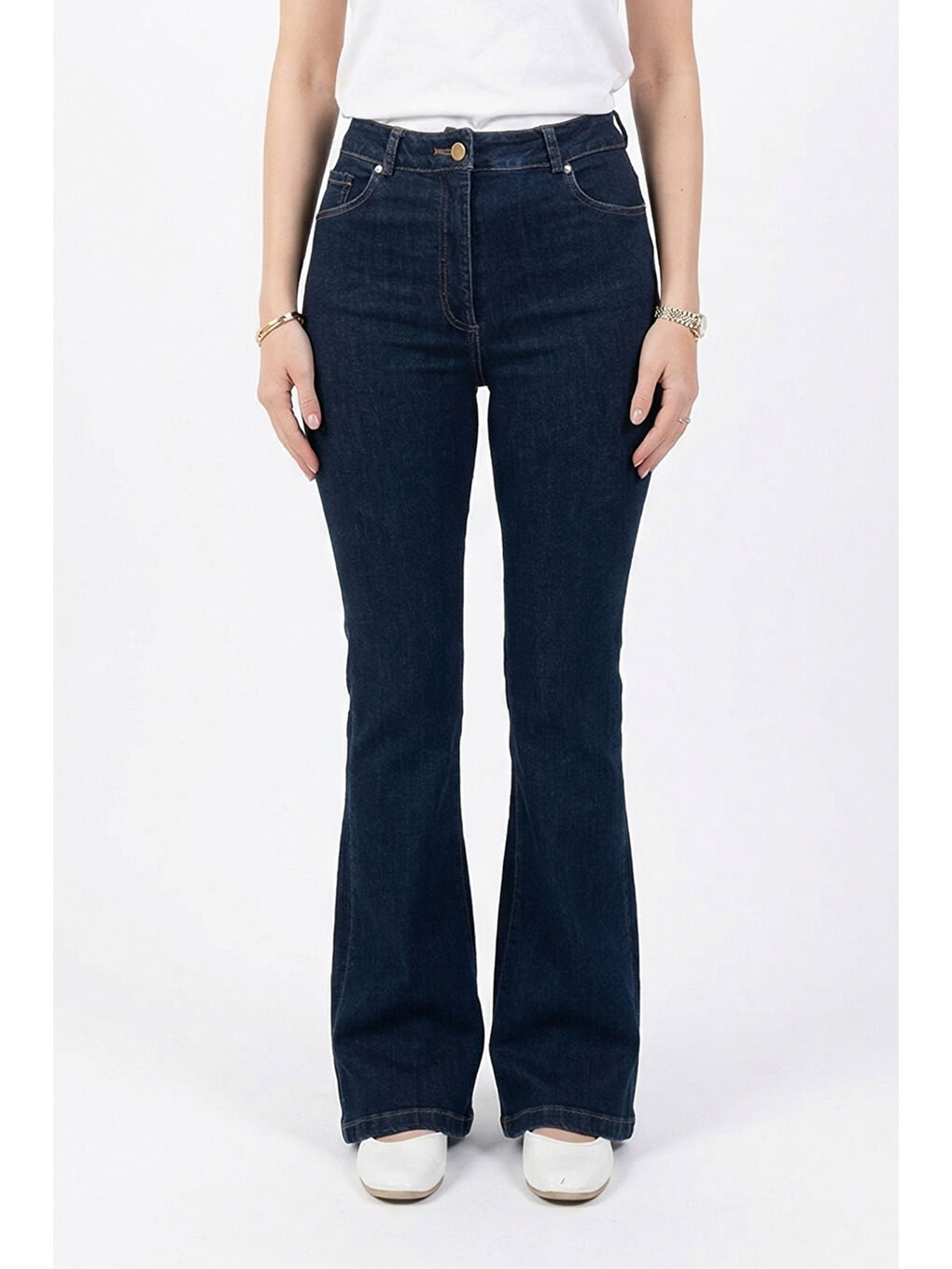 İspanyol Paça Jean Pantolon 16187 Lacivert