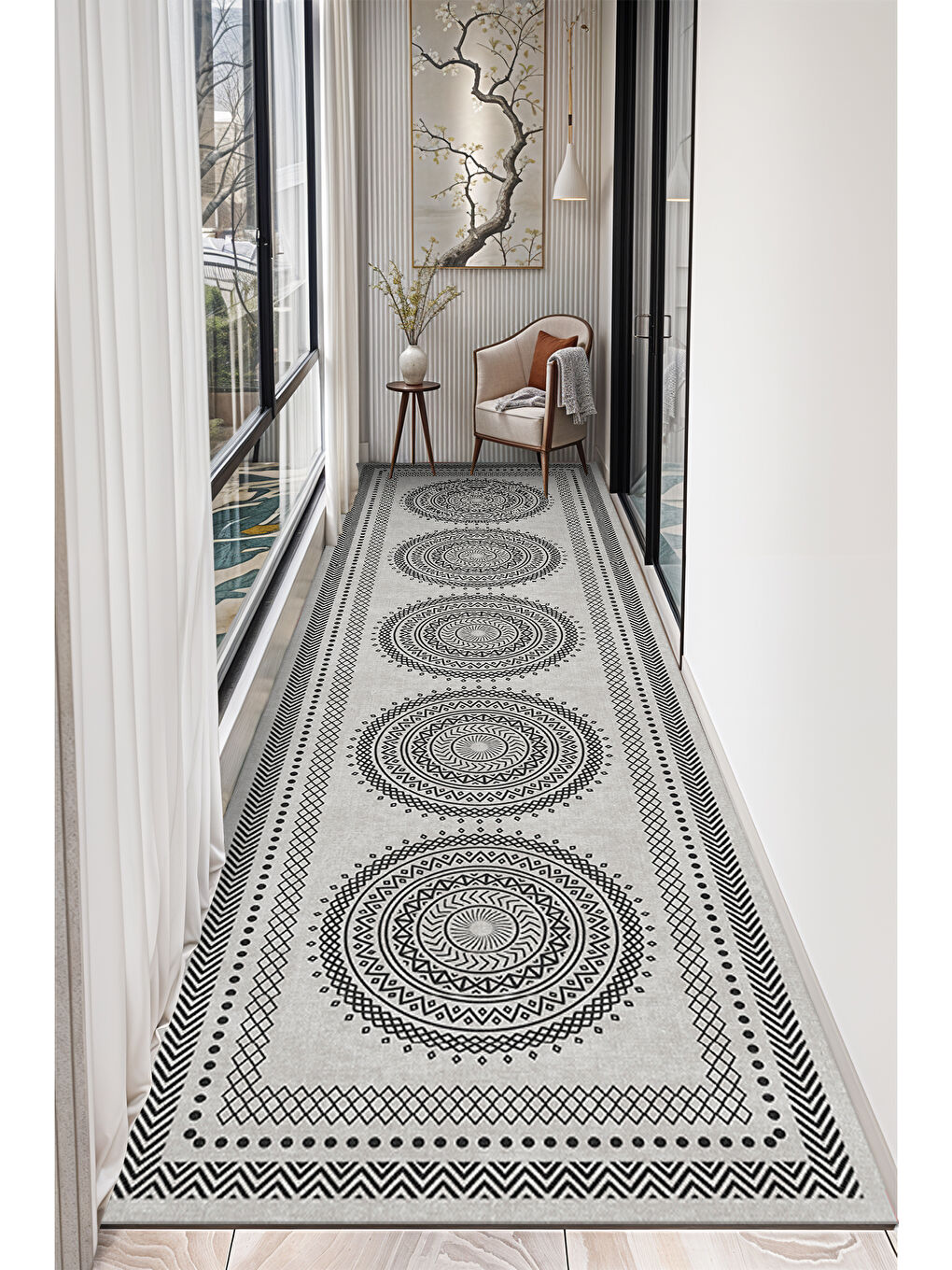 Gri Dekoratif Soft Modern Kaymaz Yıkanabilir Salon Halısı Mutfak Halısı Koridor Halısı Yolluk-4