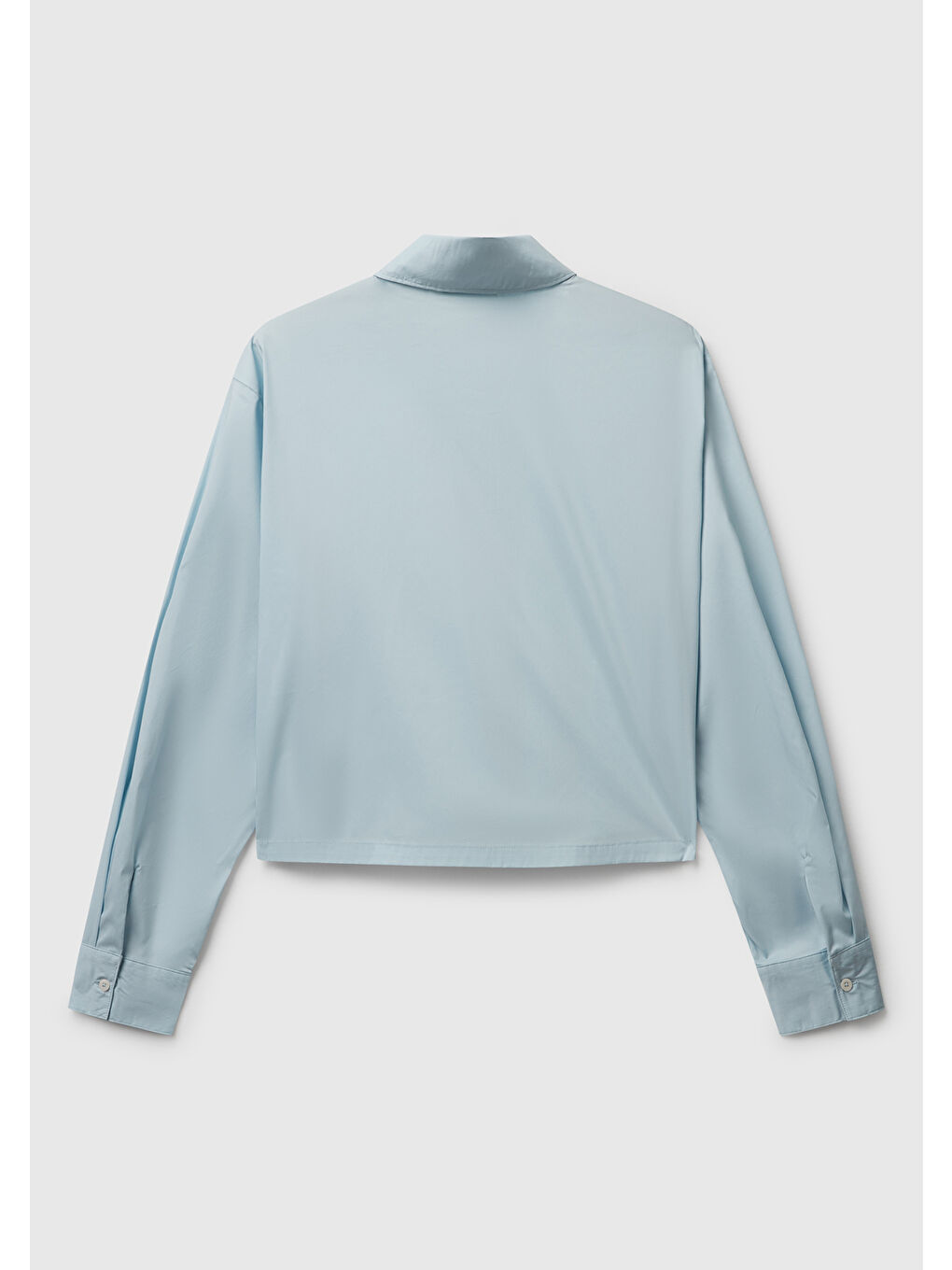 Kadın Açık Mavi Pamuk Karışımlı Streç Poplin Gömlek-2