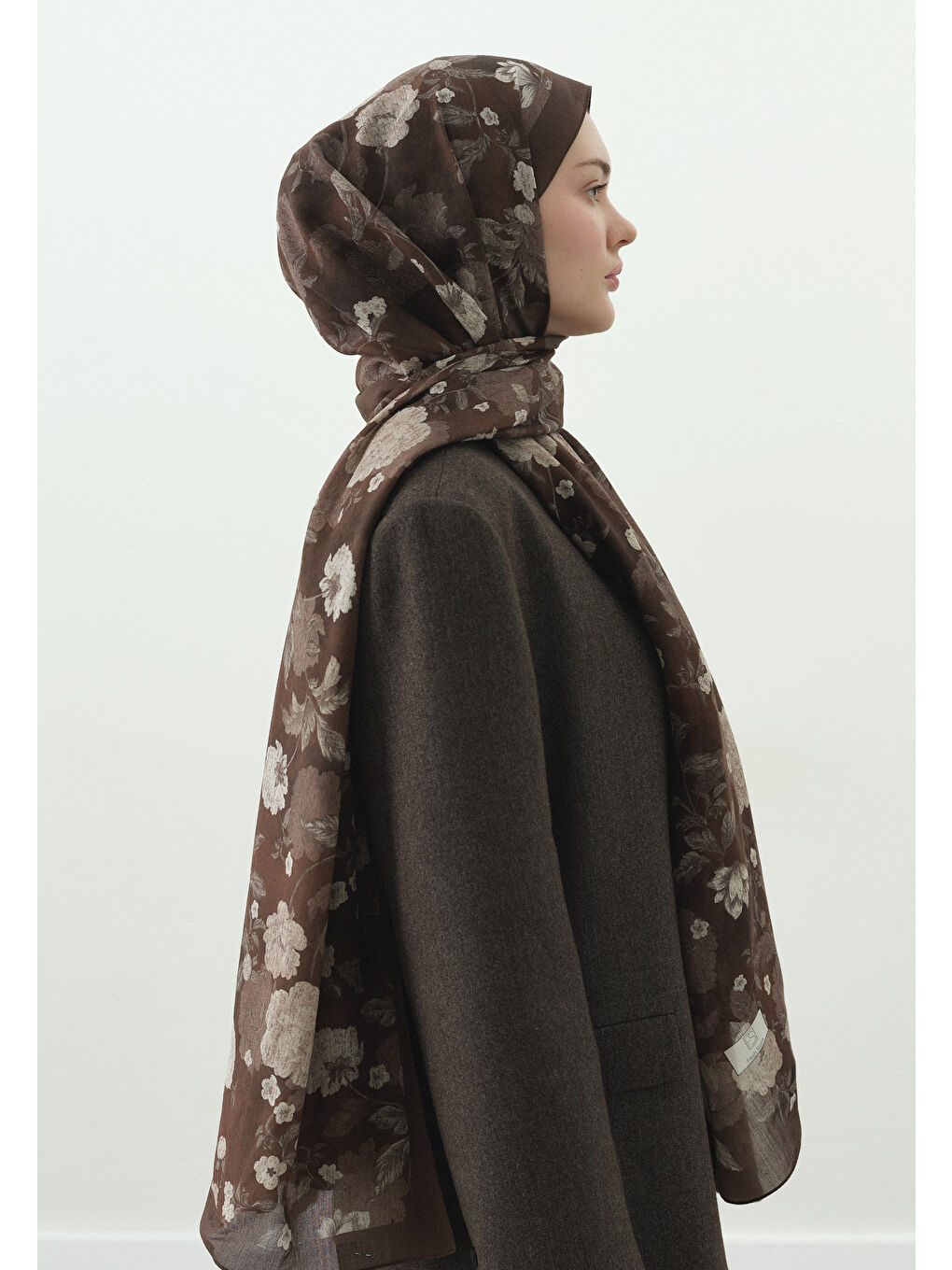 Kahverengi REVERIE DESENLİ PAMUK VİSKON ŞAL KAHVE-2