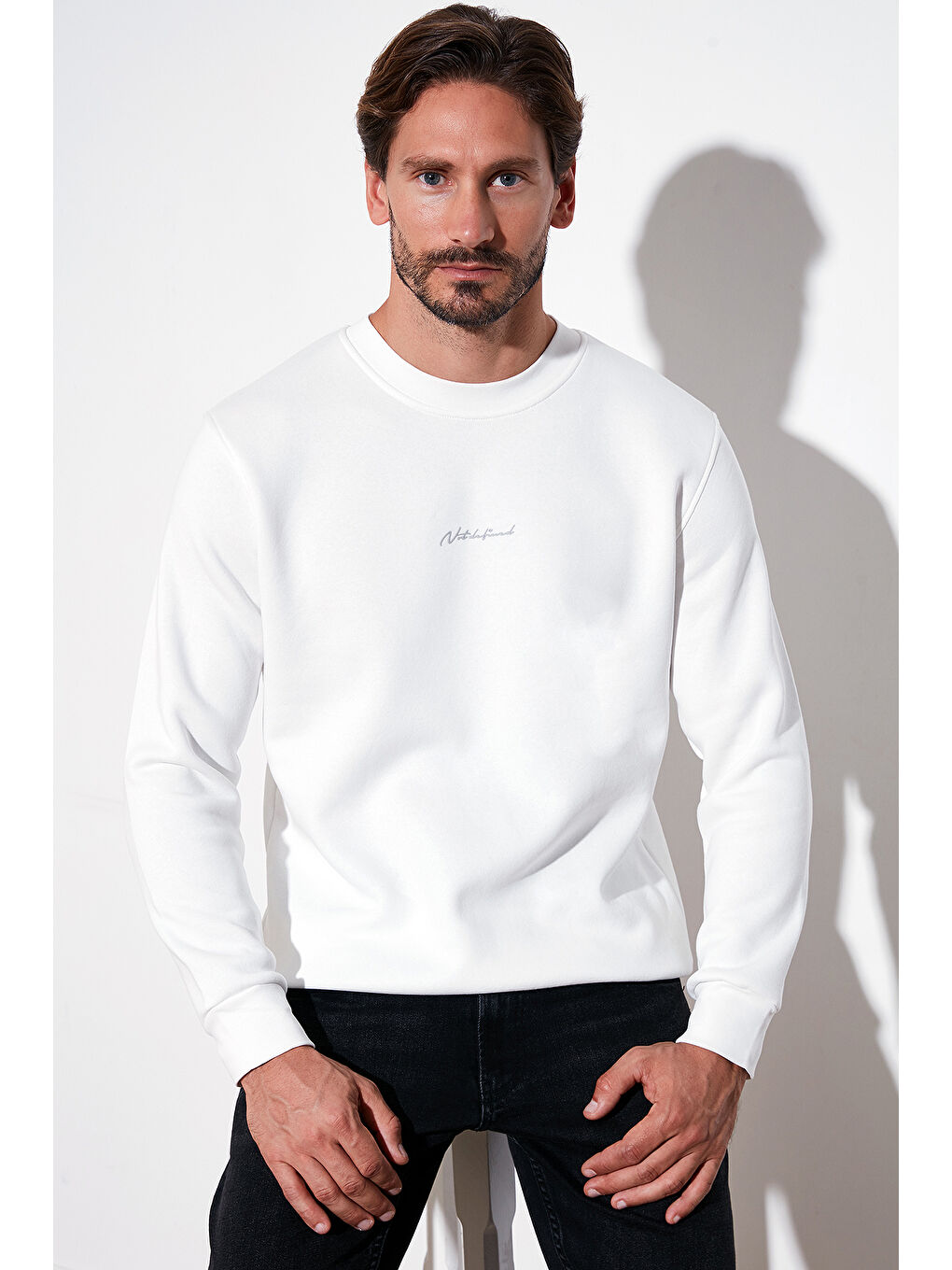 Buratti Ekru Pamuklu Regular Fit Bisiklet Yaka Erkek Sweatshirt 59050121