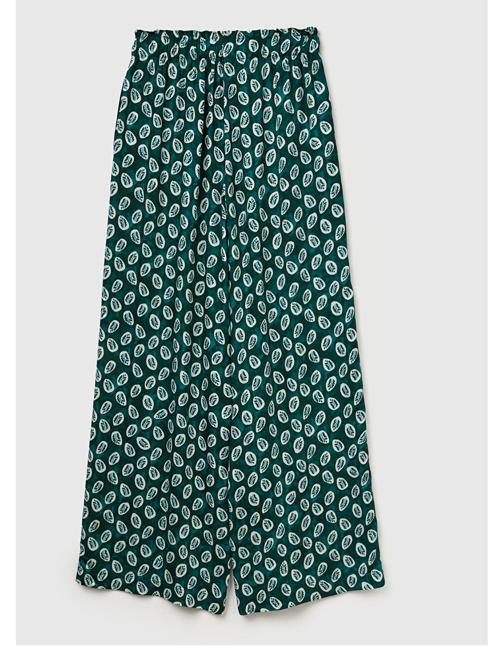 Kadın Yeşil %100 Viskon Rahat Kesim Beli Lastikli Cepli Pantolon-3