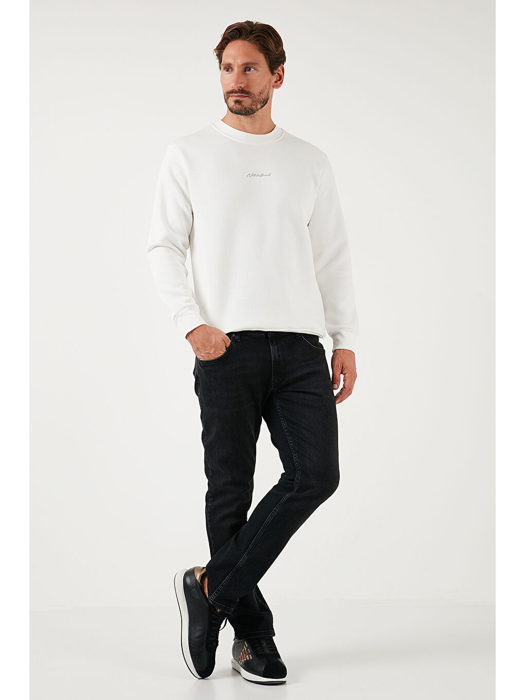 Buratti Ekru Pamuklu Regular Fit Bisiklet Yaka Erkek Sweatshirt 59050121 - 1