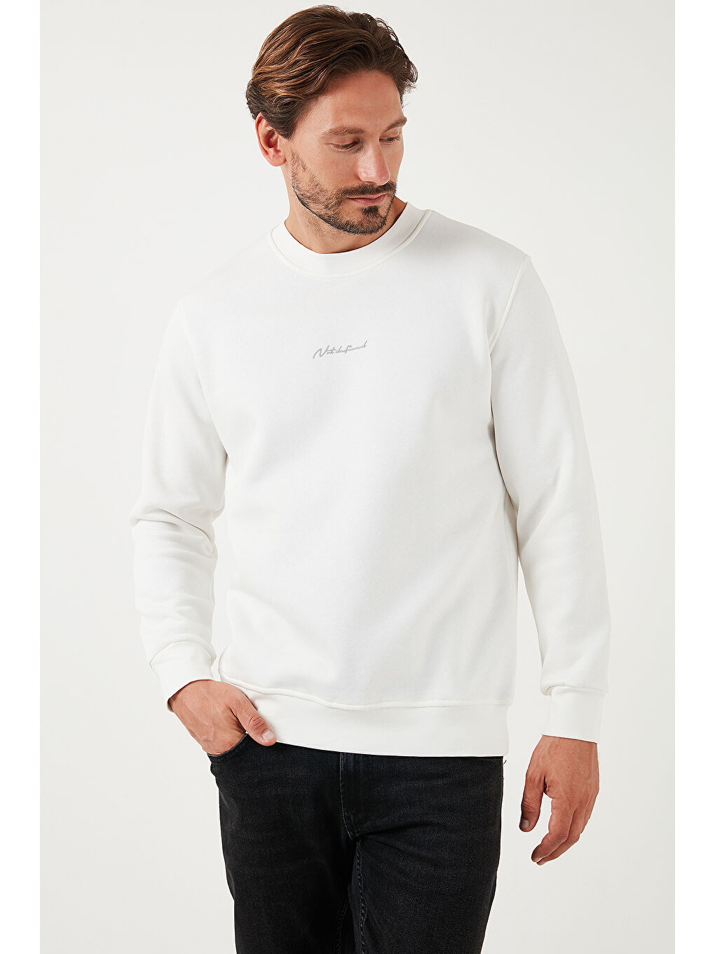 Buratti Ekru Pamuklu Regular Fit Bisiklet Yaka Erkek Sweatshirt 59050121 - 2