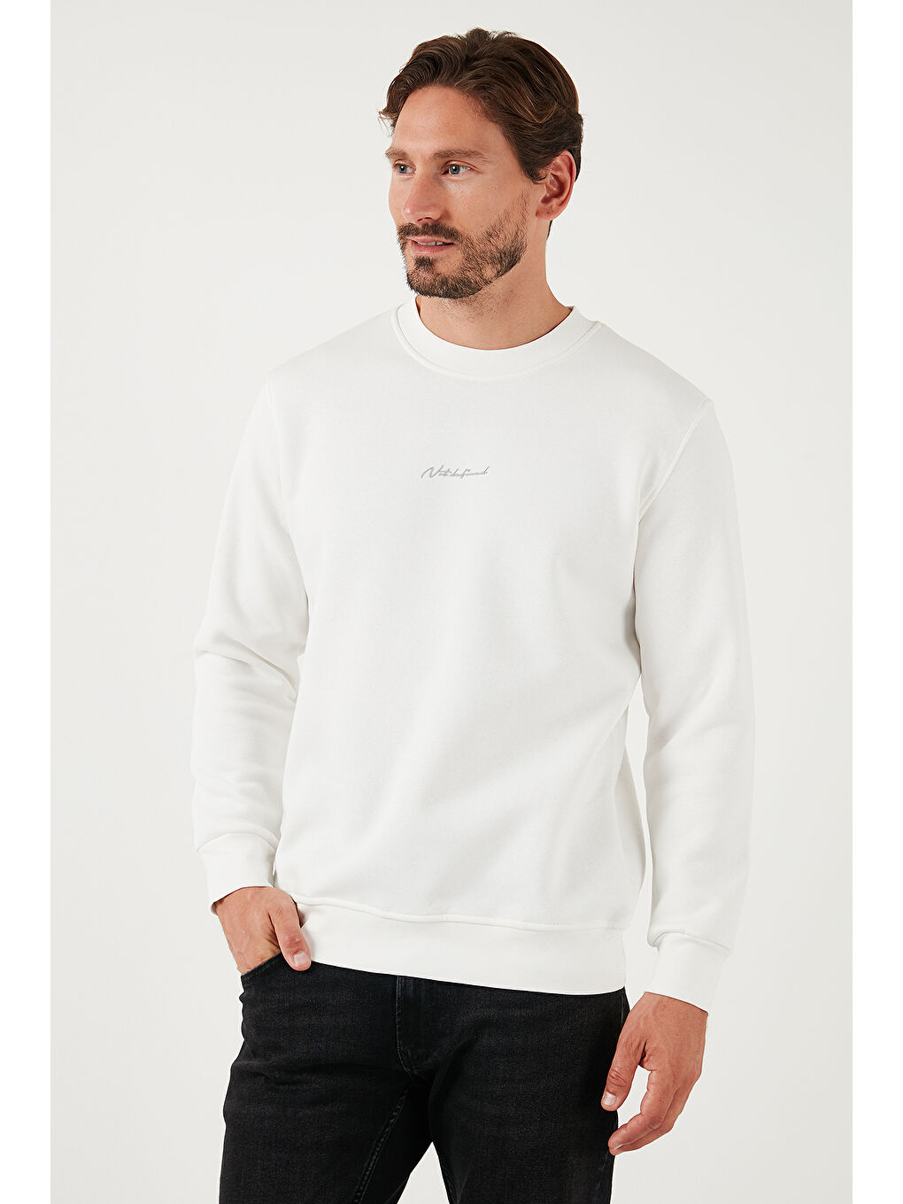 Buratti Ekru Pamuklu Regular Fit Bisiklet Yaka Erkek Sweatshirt 59050121 - 4