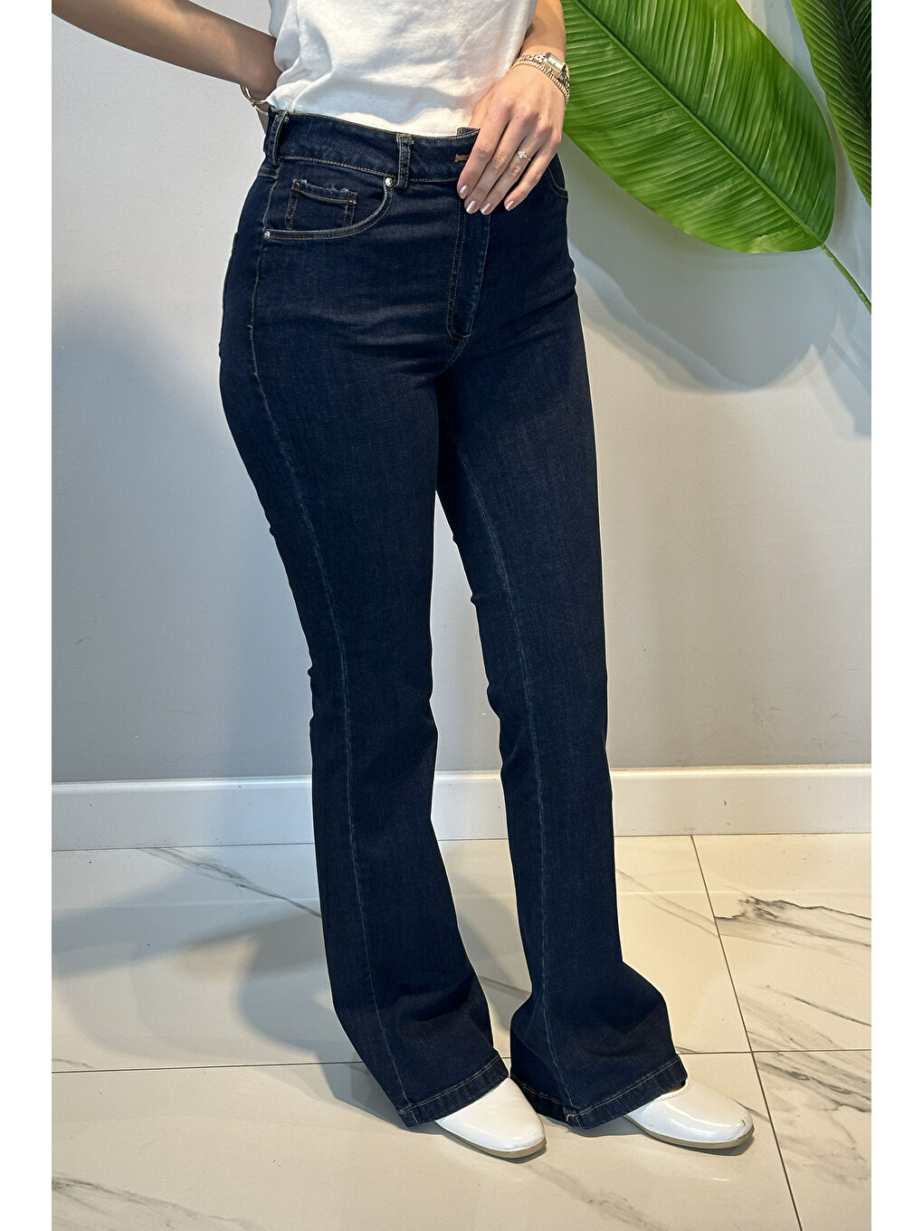 İspanyol Paça Jean Pantolon 16187 Lacivert-3