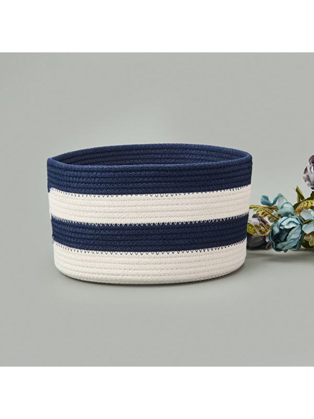 Siyah Nautical Fun Büyük Dekoratif Sepet - Lacivert / Beyaz - 22x12 cm-2