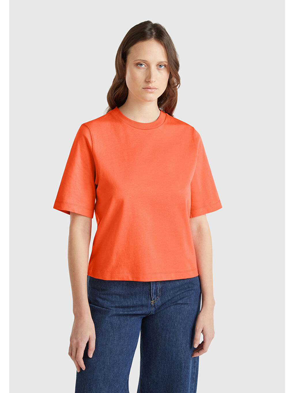 Kadın Turuncu 100 Pamuk Boxy Fit T Shirt