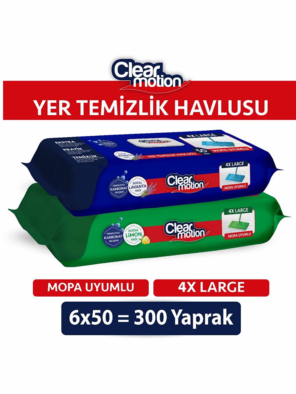 Clearmotion Renksiz Yer Temizlik Havlusu(6x50) 300 Yaprak