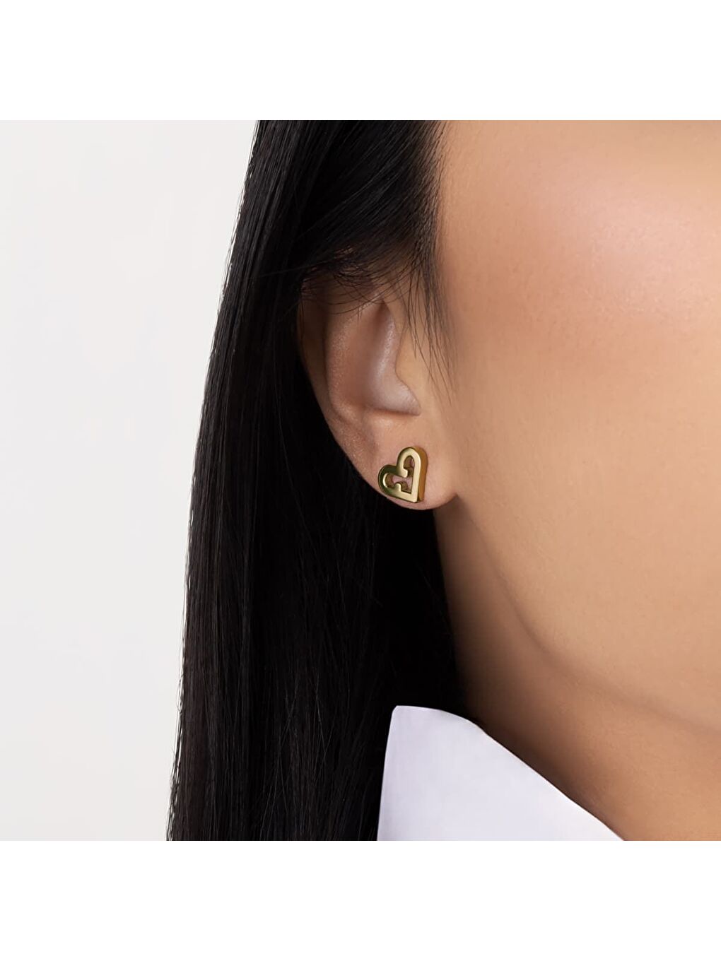 Sarı FJ5009ETU Kalpli Kadın Küpe-3