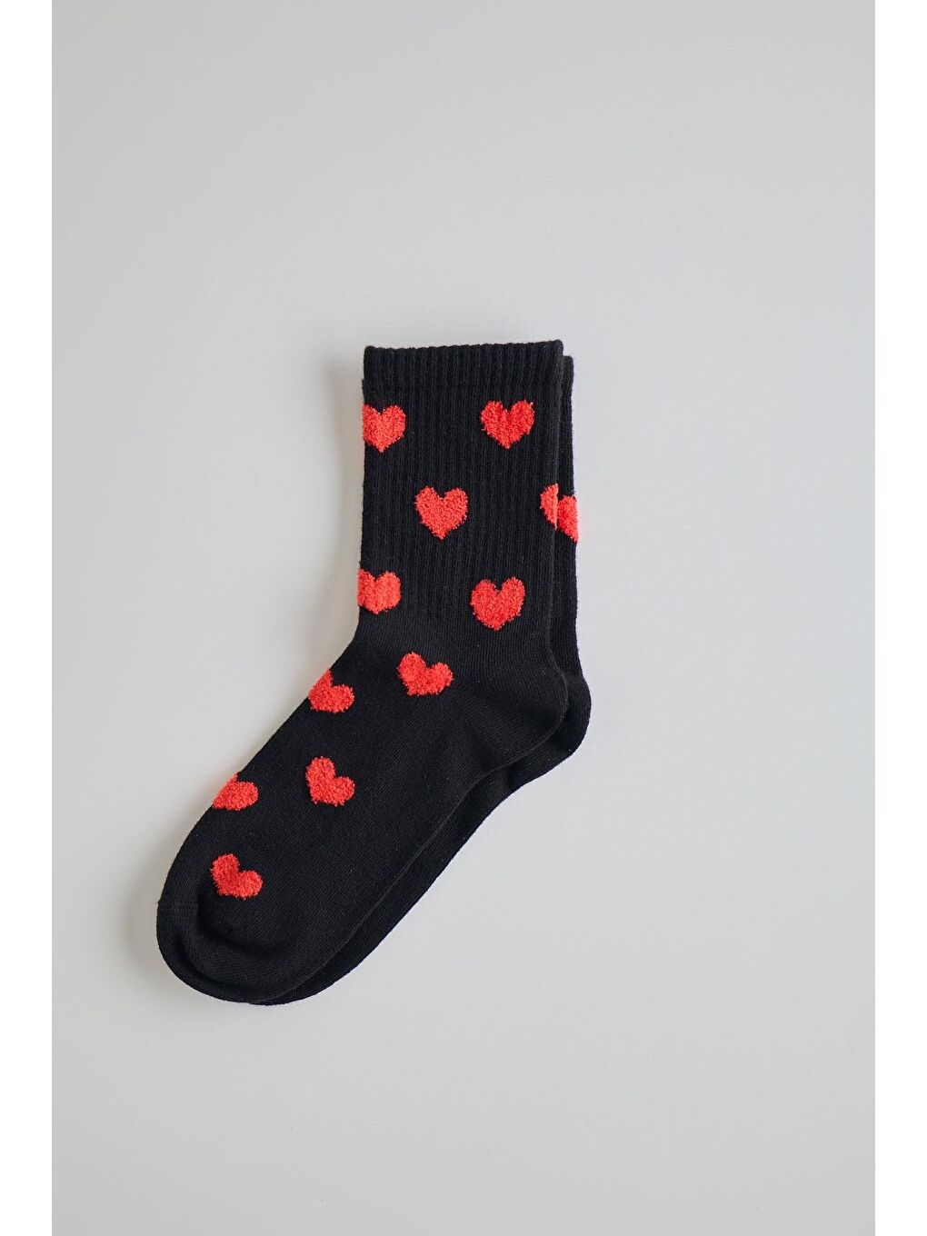 Kadın Kalp Desenli Soket Çorap Siyah