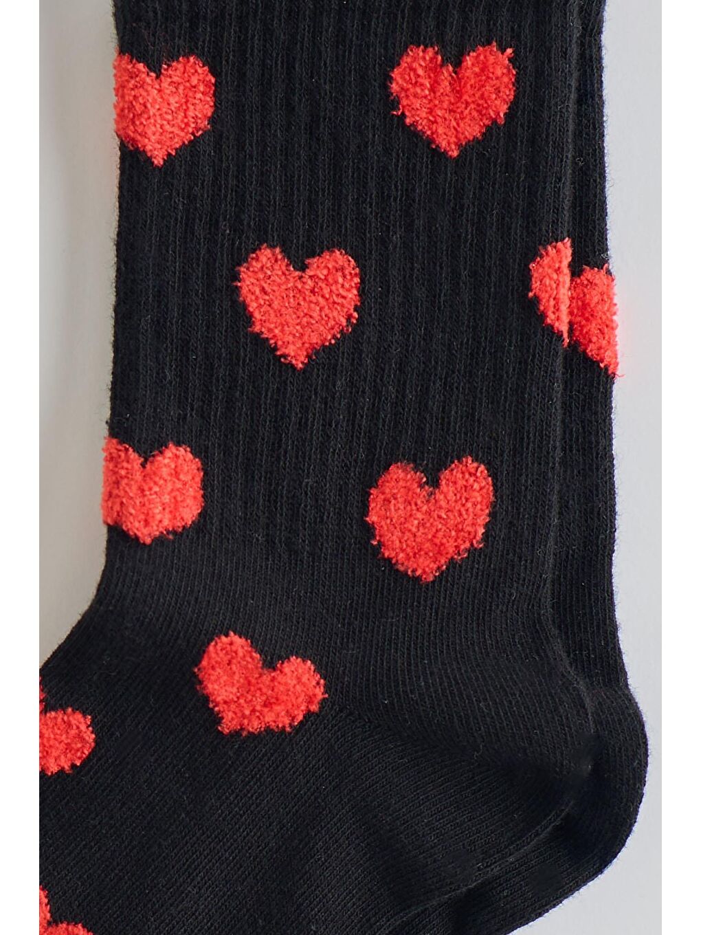 Kadın Kalp Desenli Soket Çorap Siyah-1