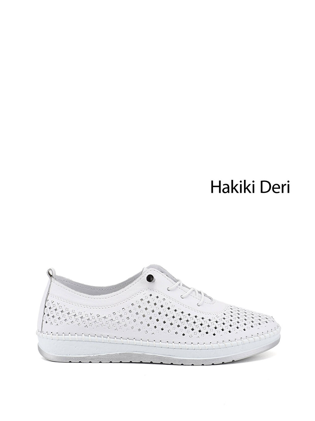 Beyaz Kadın CANLI BEYAZ Bağcıklı Hakiki Deri Comfort Ayakkabı