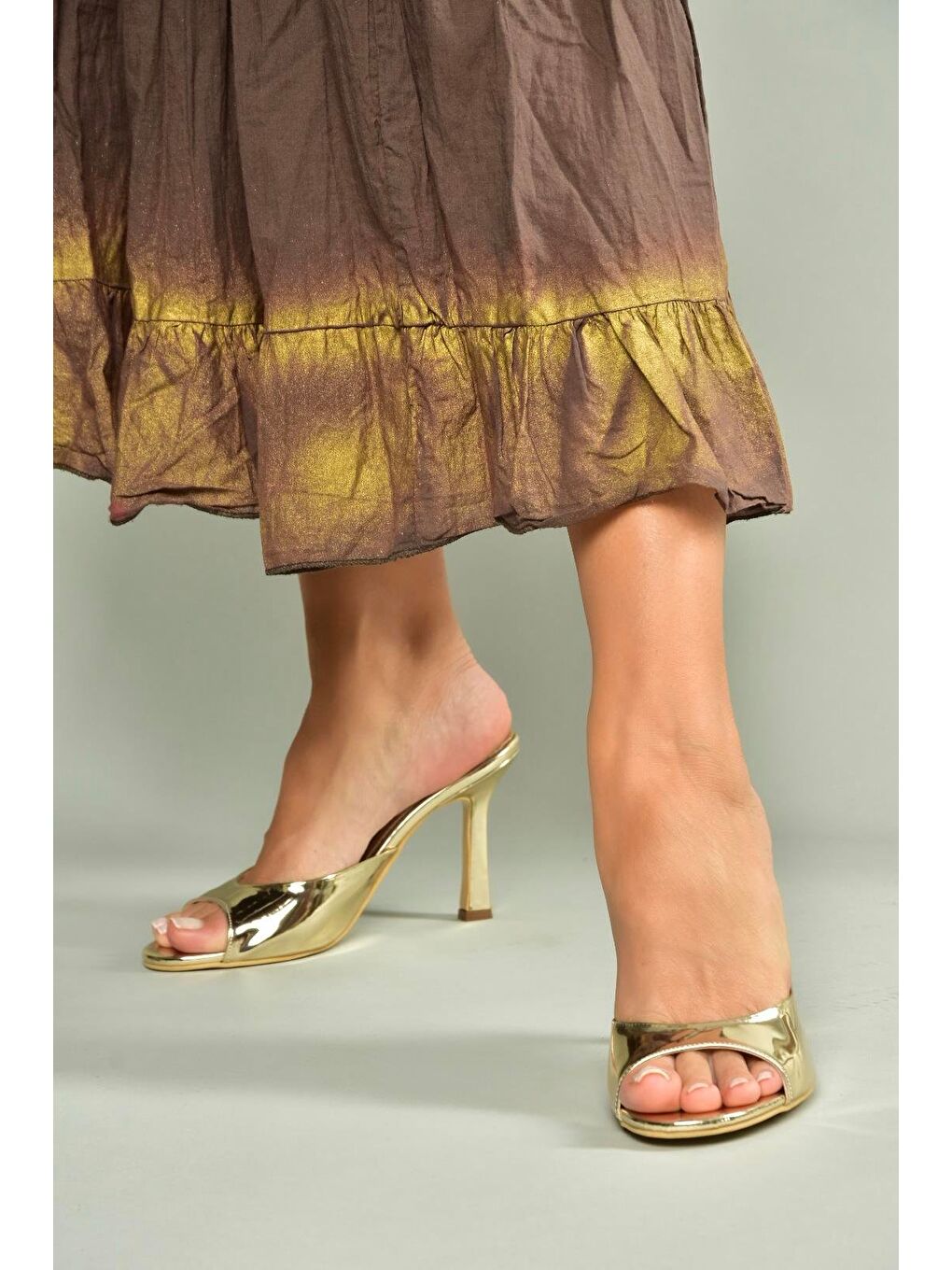 Sarı Altın Kadın Topuklu Ayakkabı U997062834-3