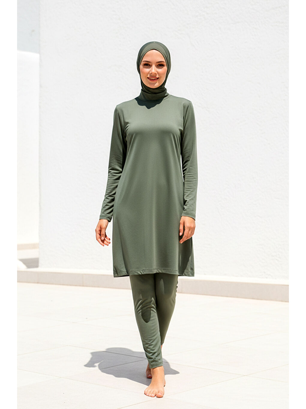 Tam Kapalı Tesettür Mayo Haki 1969-2