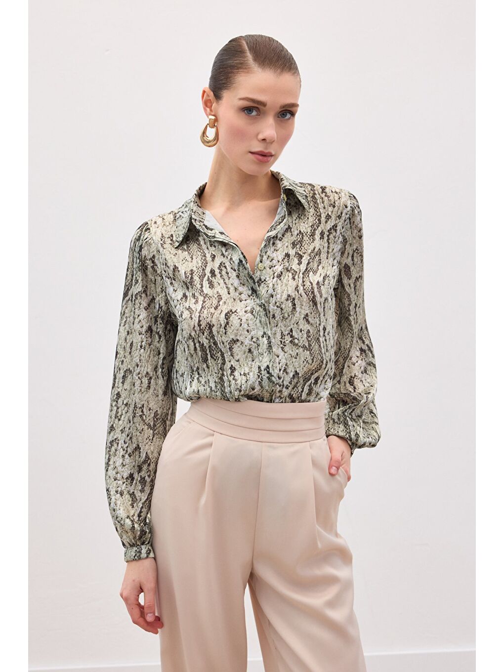 Desenli Gömlek - Haki-2