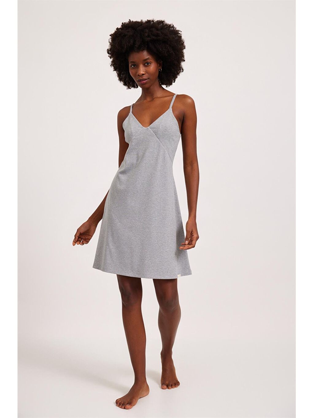 Loungewear Kadın Gecelik Gri-Melanj