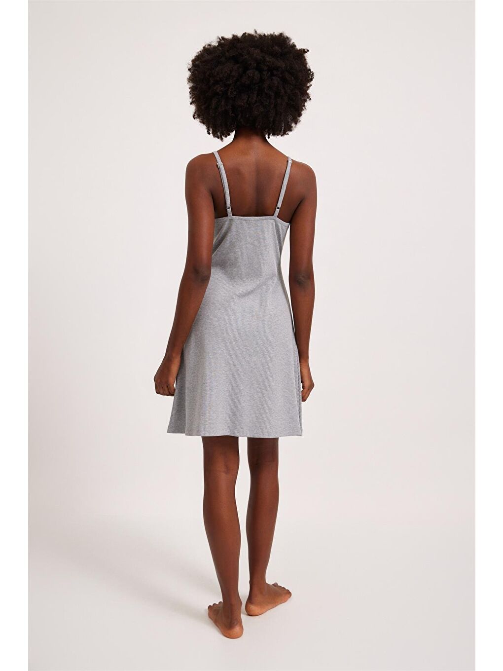 Loungewear Kadın Gecelik Gri-Melanj-1