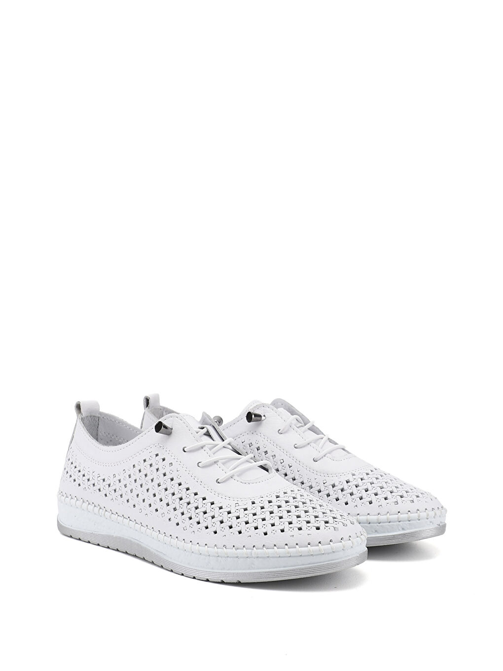 Beyaz Kadın CANLI BEYAZ Bağcıklı Hakiki Deri Comfort Ayakkabı-1