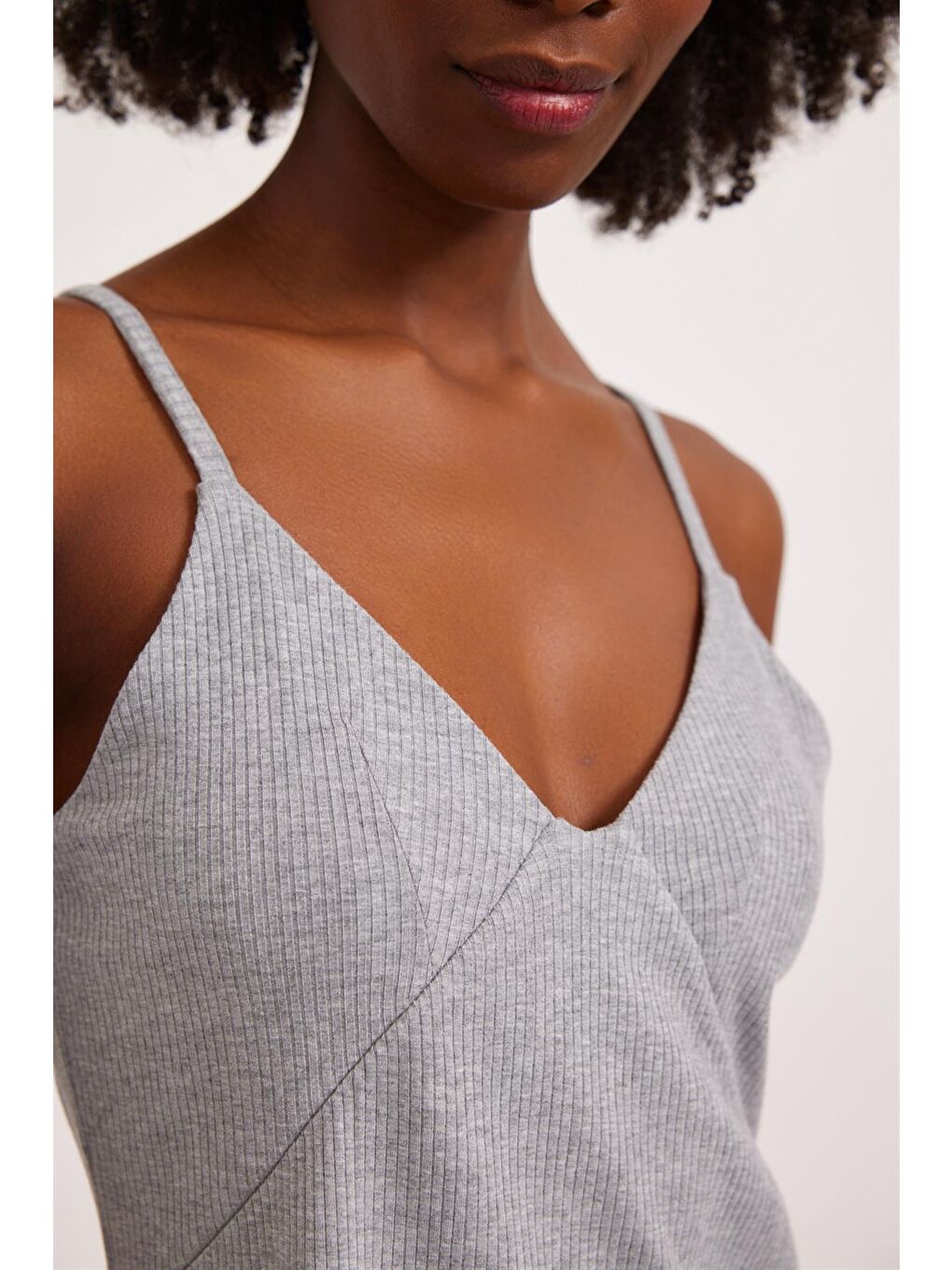 Loungewear Kadın Gecelik Gri-Melanj-2