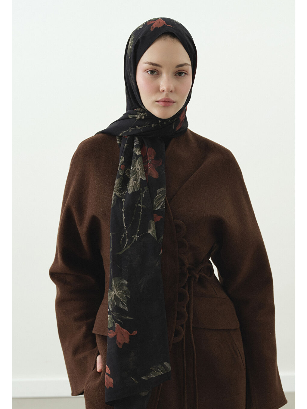 Siyah FALL BREEZE DESENLİ PAMUK VİSKON ŞAL SİYAH