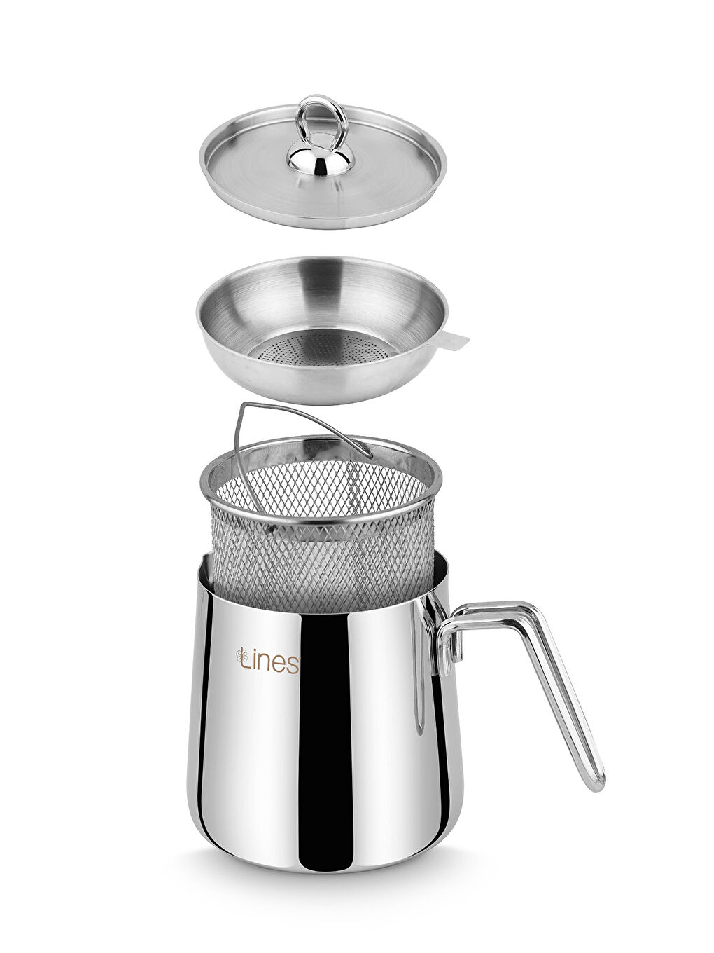 Gri LKX-1000 4 Parça Çelik Kızartma Tenceresi 13,7x13cm 2lt-1