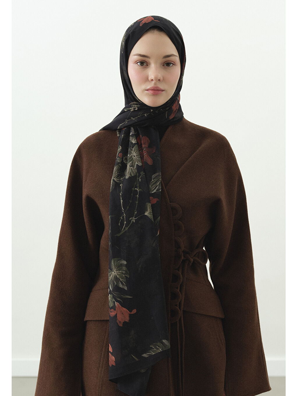 Siyah FALL BREEZE DESENLİ PAMUK VİSKON ŞAL SİYAH-2