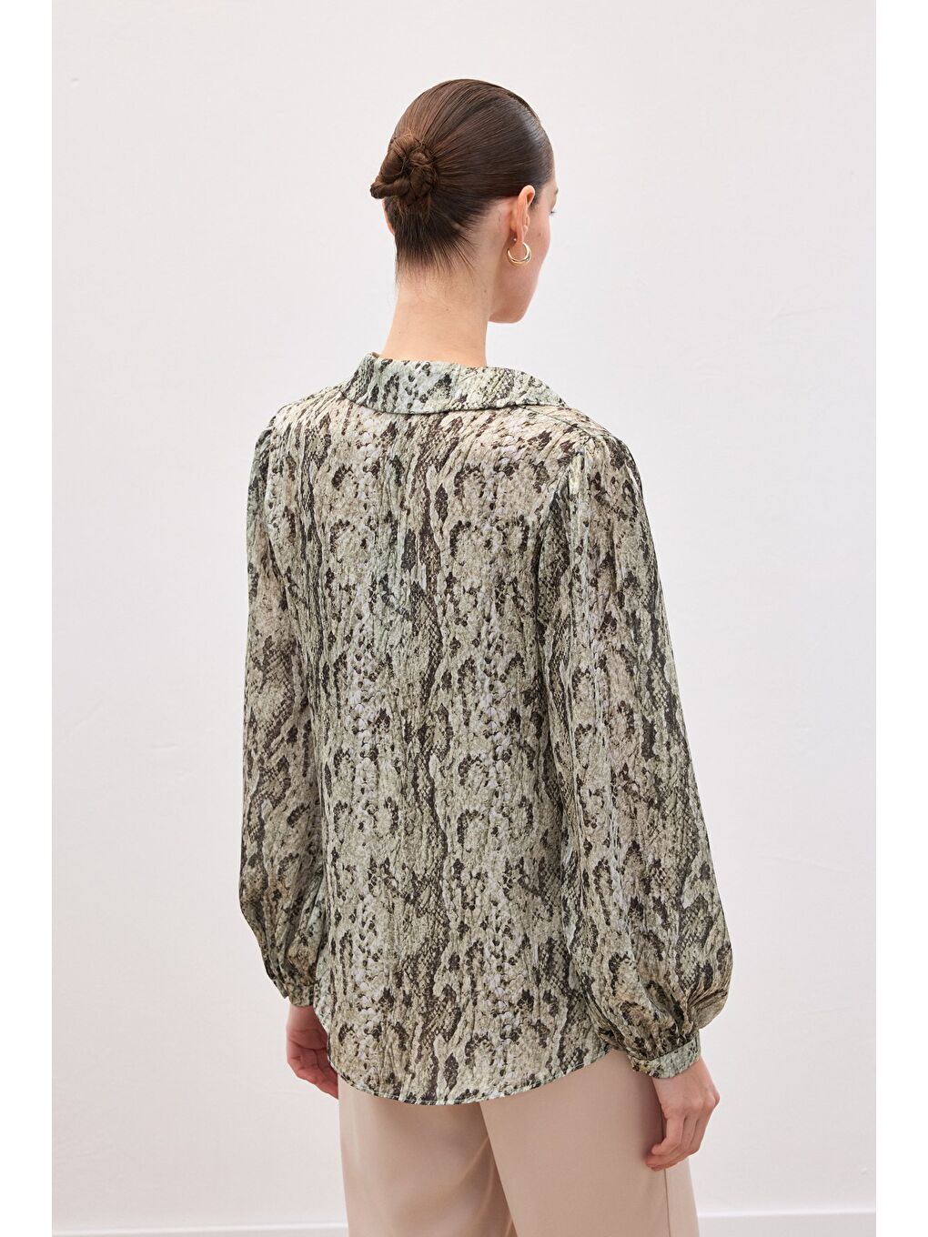 Desenli Gömlek - Haki-7