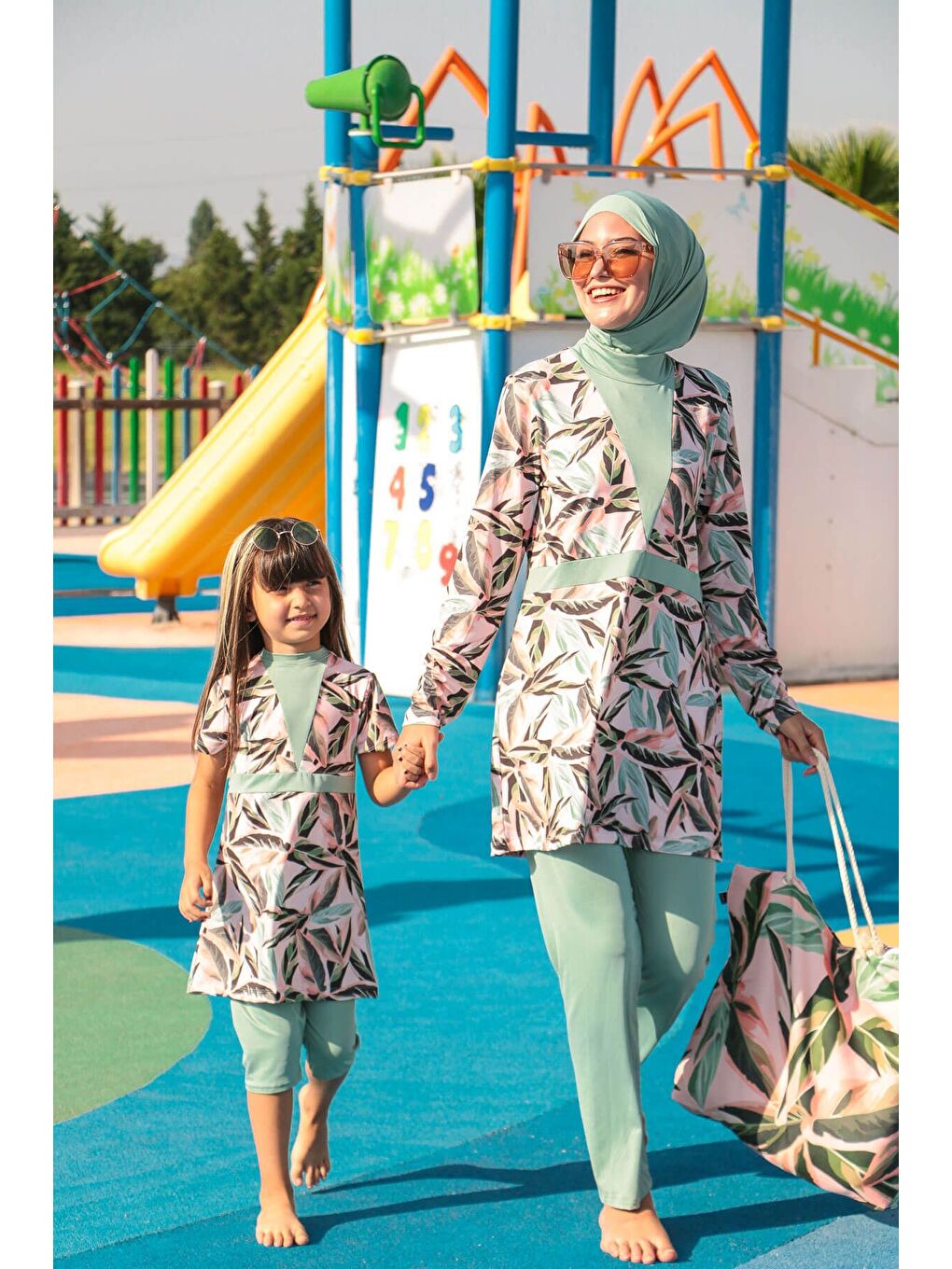 Tam Kapalı Tesettür Mayo Yeşil 1968-4