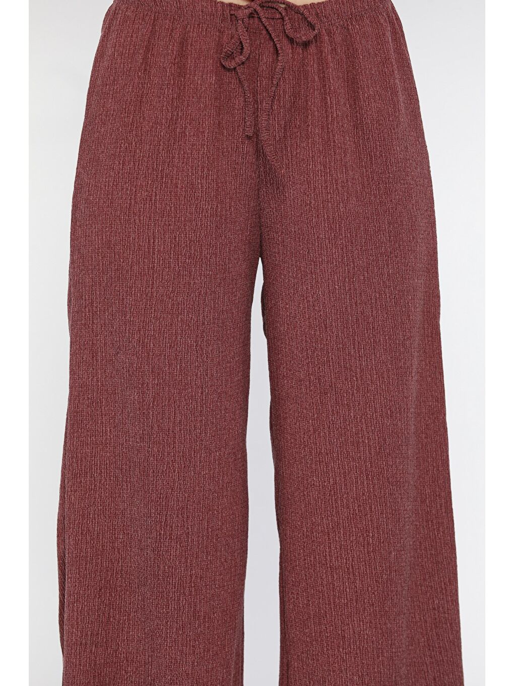 Mürdüm Kadın Bel Bağlamalı Elastanlı Kumaş Pantolon-3