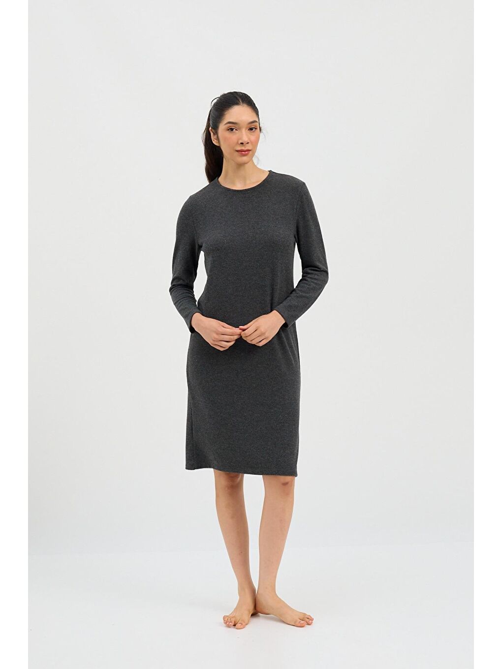 Kadın Infinity Dots Dizaltı Elbise Antrasit