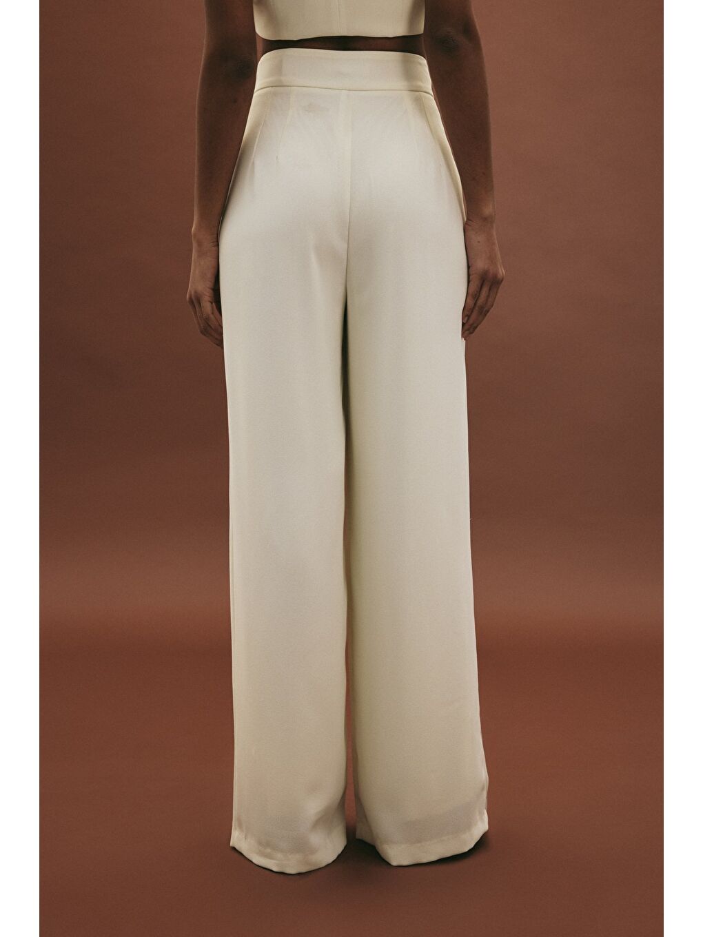 Eva Krep Pantolon - Ekru-7