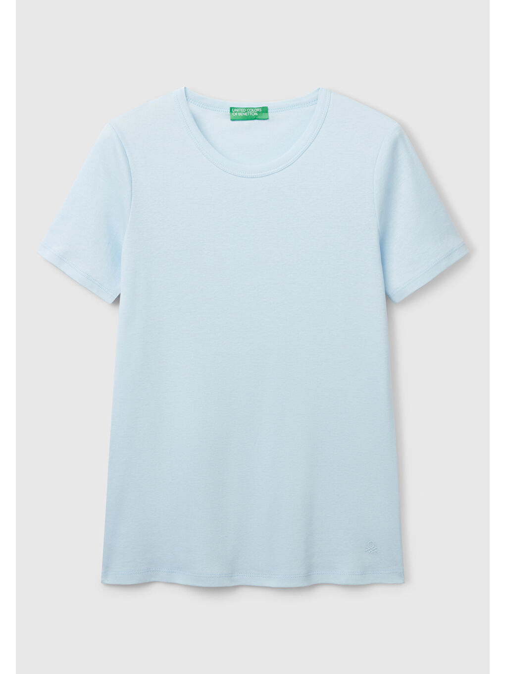 Kadın Açık Mavi  100 Pamuk Basic Kısa Kollu Bisiklet Yaka T Shirt-1