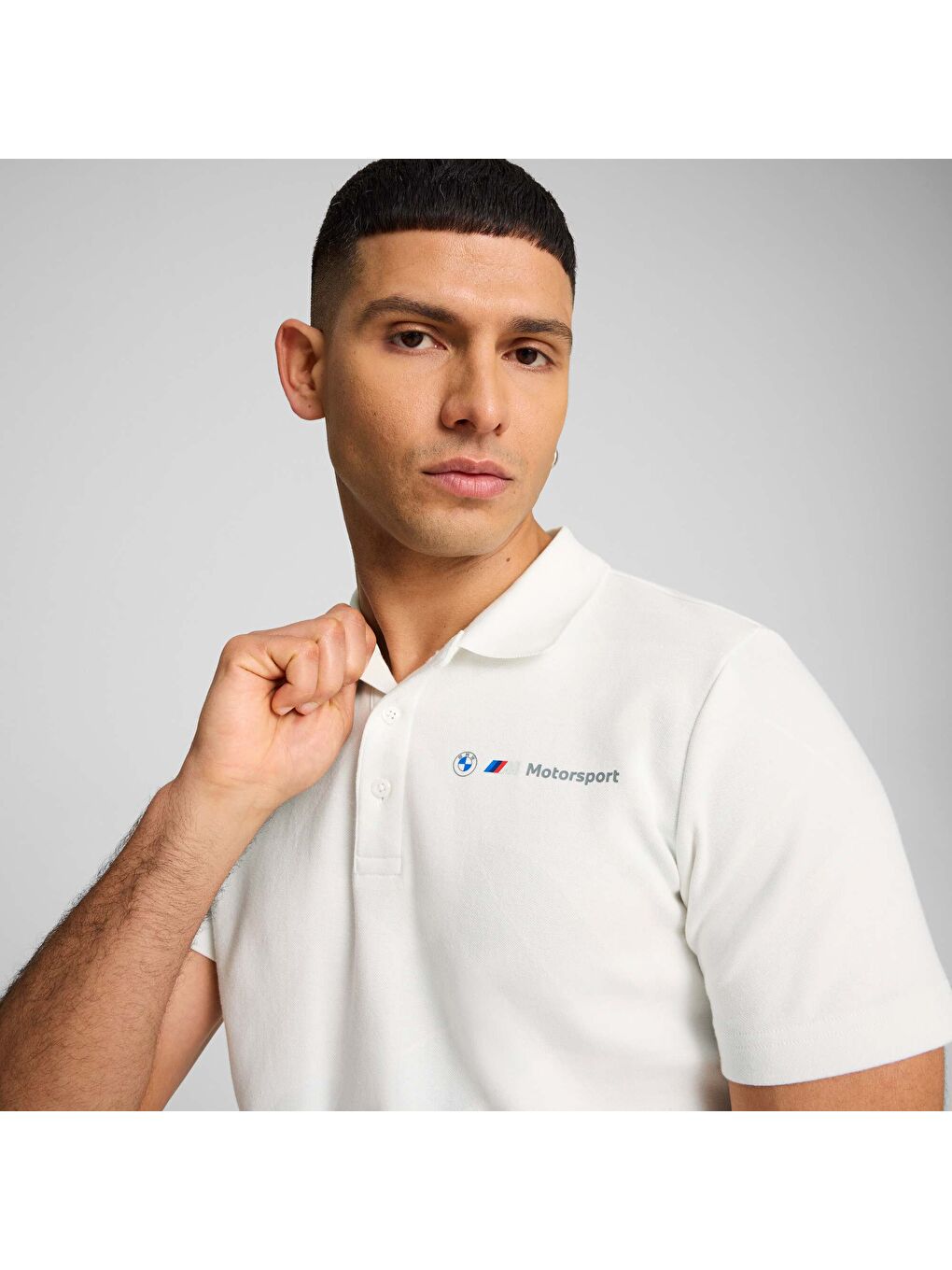 Beyaz BMW M Motorsport Erkek Jacquard Polo-5