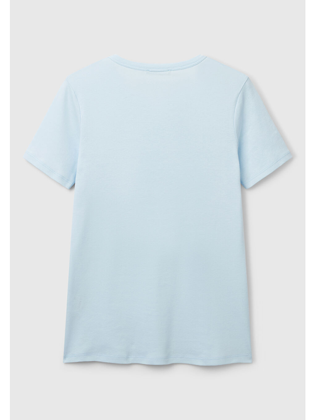 Kadın Açık Mavi  100 Pamuk Basic Kısa Kollu Bisiklet Yaka T Shirt-3