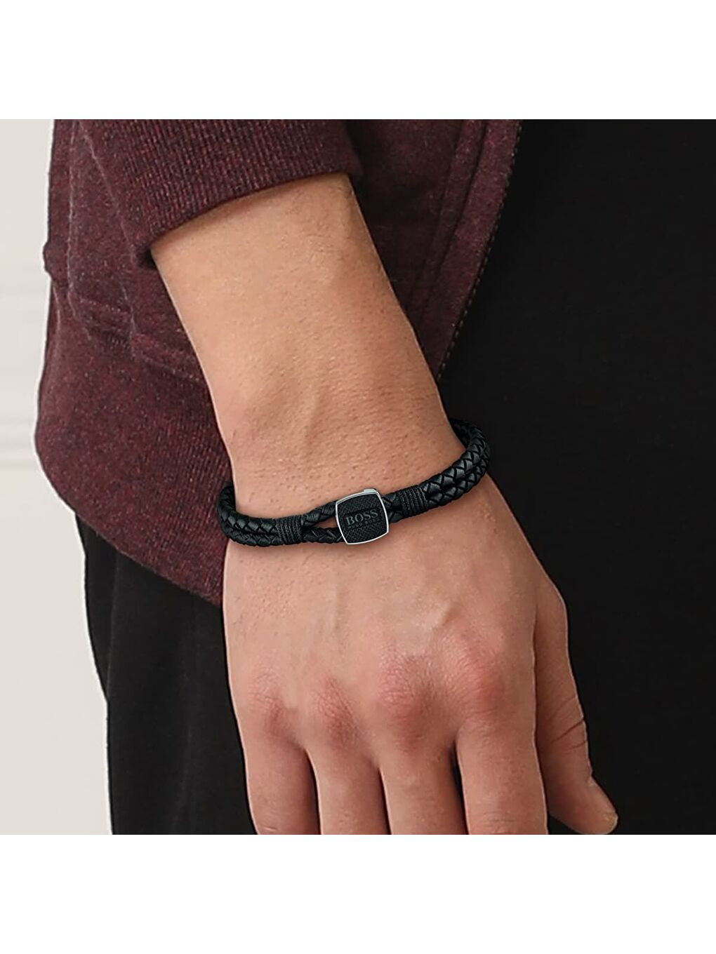 Siyah HBJ1580047M Erkek Bileklik-1