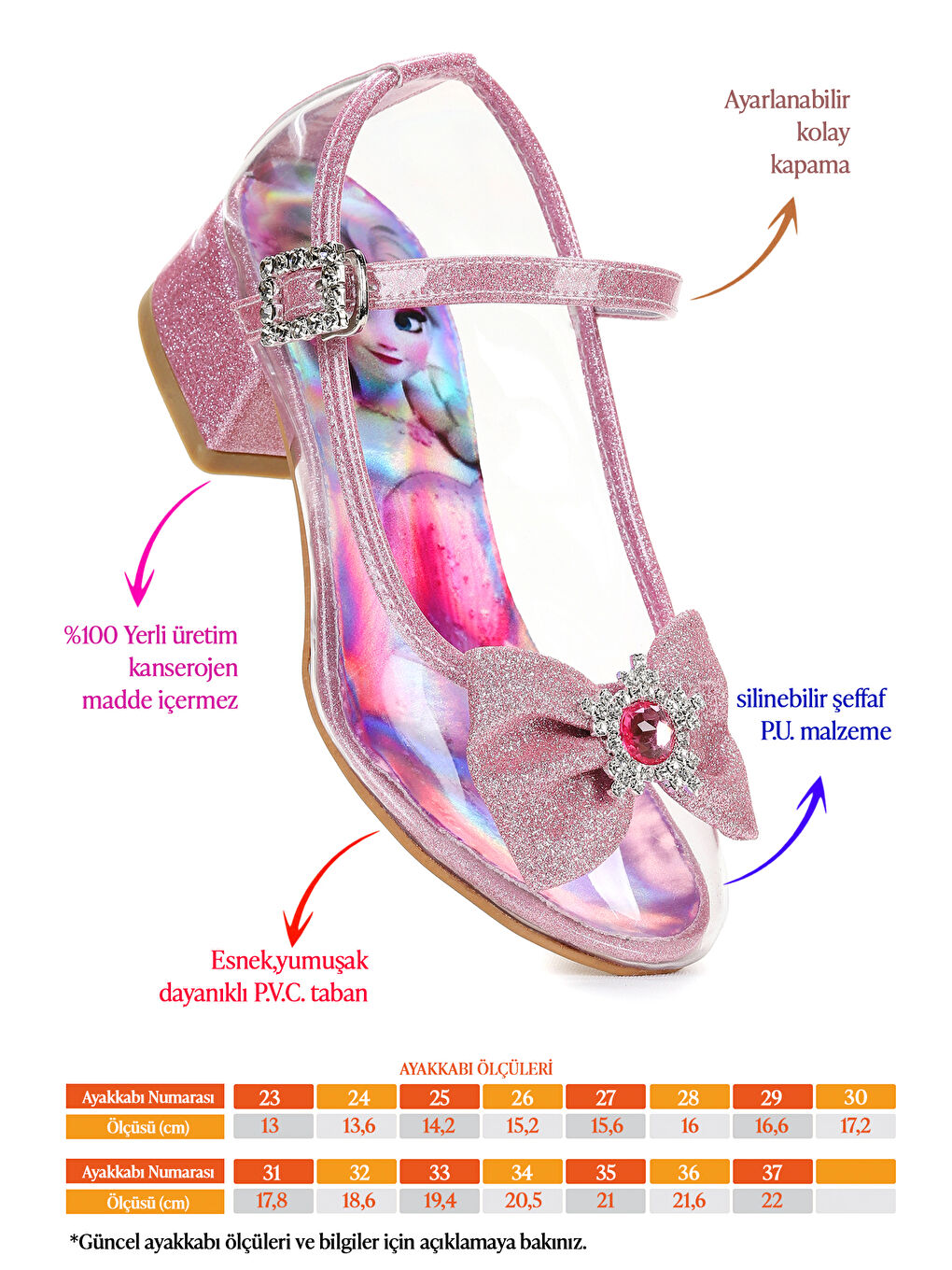 Pembe Asel Kız Çocuk Simli Topuklu Abiye Şeffaf Ayakkabı-1